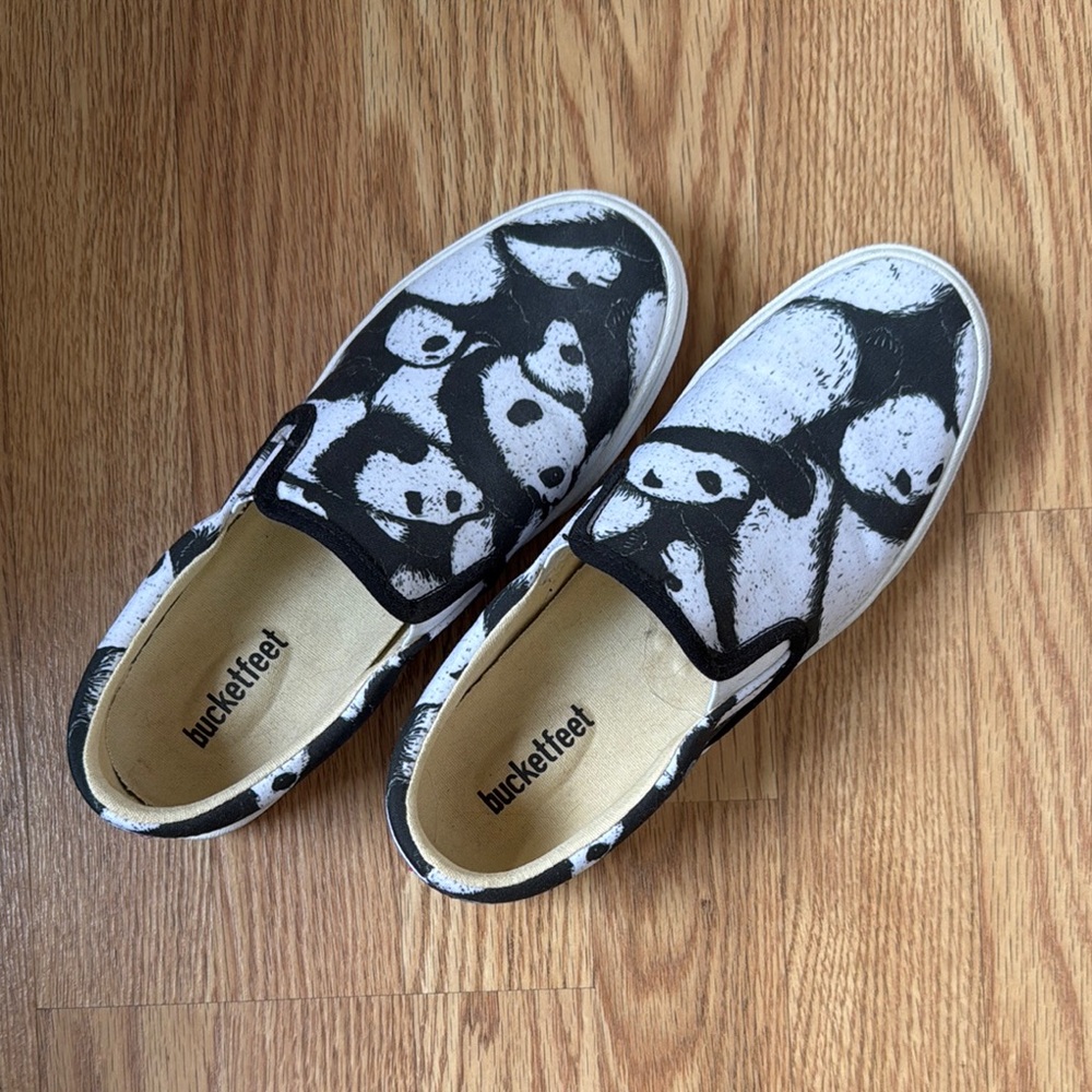 Used Bucketfeet Panda Slip-On Sneakers for Women